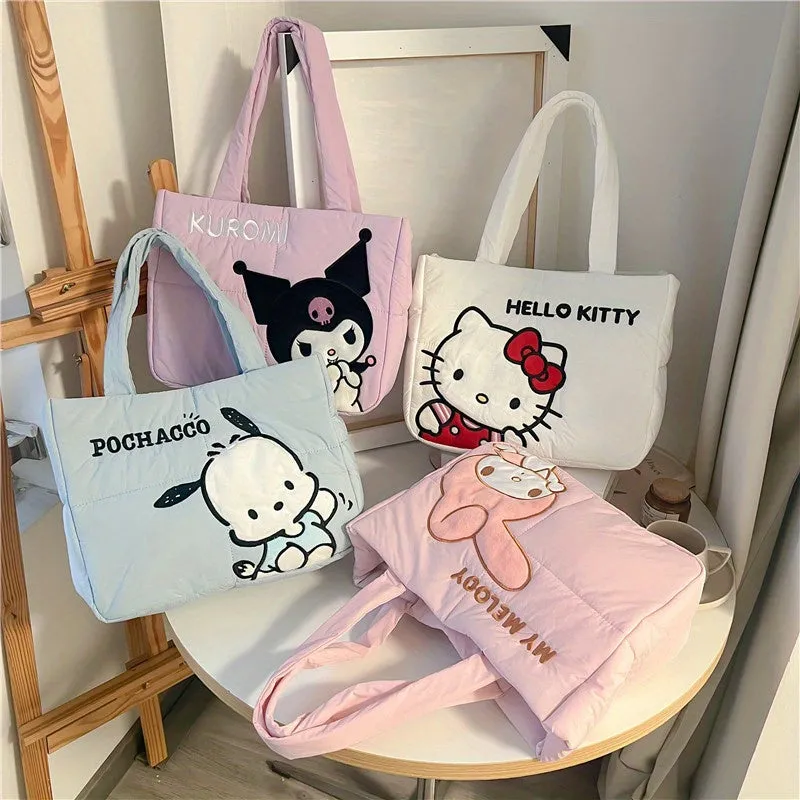 1 Pc Sanrio Kawaii Hello Kitty, Kuromi Etc Pattern Shoulder Bag, Sweet Style Cute Handbag For Women