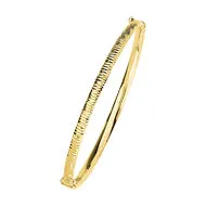 14K Fancy DC Puffed Tube Hinged Bangle