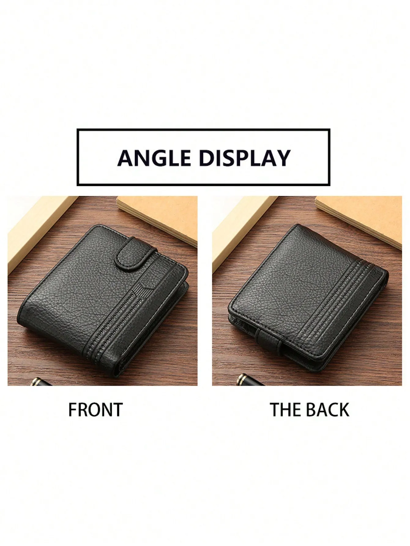 1pc Gift Men'S Business Men'S Retro Short Wallet Solid Loose Leaf Coin Bag Small Wallet Large Capacity File Bag Card Wallet