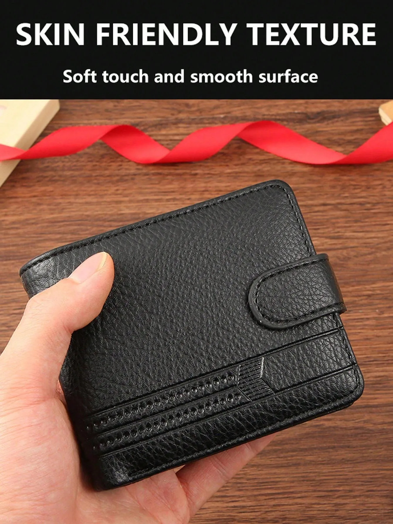 1pc Gift Men'S Business Men'S Retro Short Wallet Solid Loose Leaf Coin Bag Small Wallet Large Capacity File Bag Card Wallet