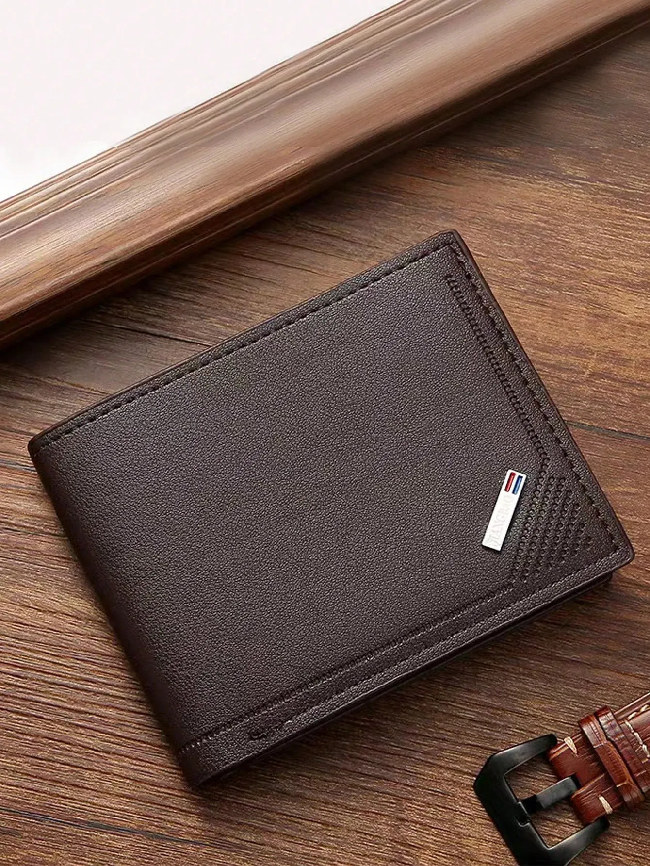 1pc Men's Classic Business & Casual Solid Color Retro  Short Wallet With Card Slot For Driving License