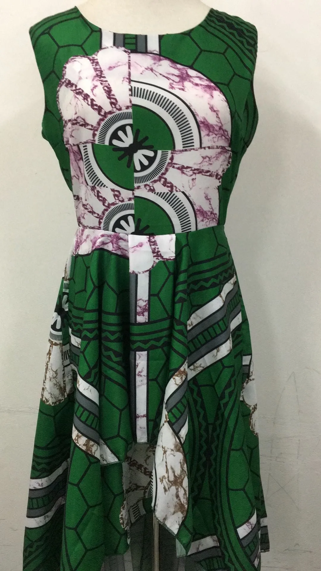 African Dresses Polyester Traditional African Clothing Time-limited Real 2019 Large Swing Waist Sleeveless Dress Women Printing