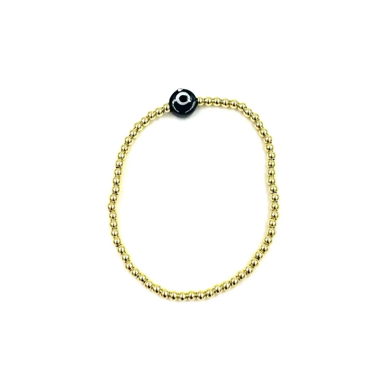 Ashley Gold Stainless Steel Gold Plated Stretch Enamel Large Evil Eye Bracelet