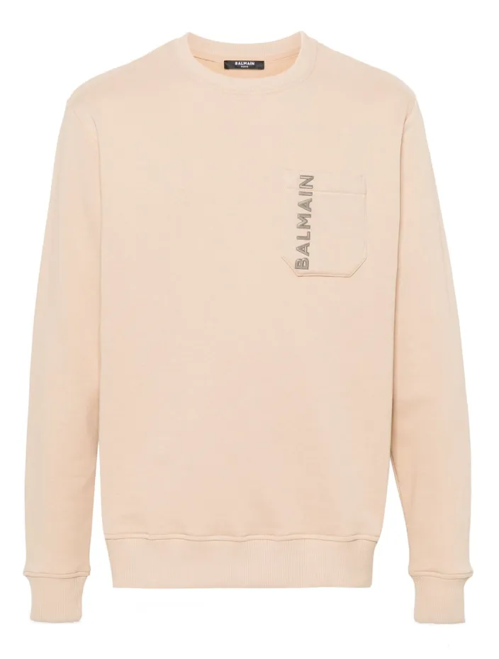 Balmain laminate cotton sweatshirt with logo