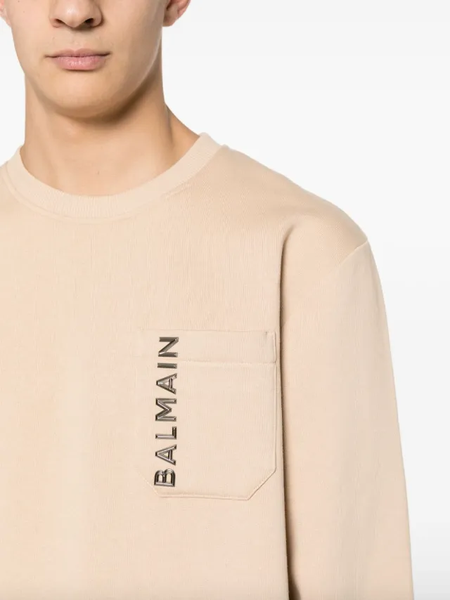 Balmain laminate cotton sweatshirt with logo