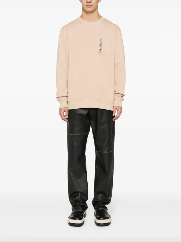 Balmain laminate cotton sweatshirt with logo