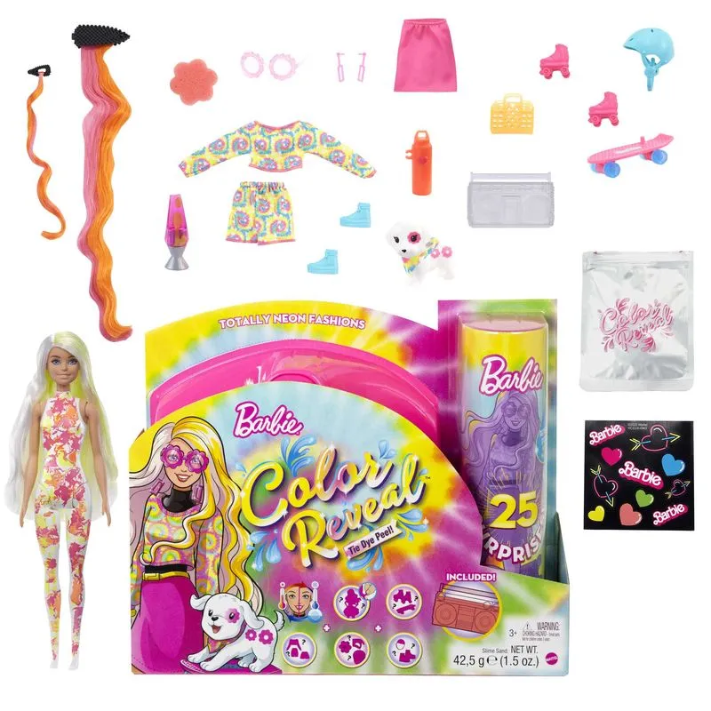 Barbie Colour Reveal Totally Neon Fashions Tie Dye Pink