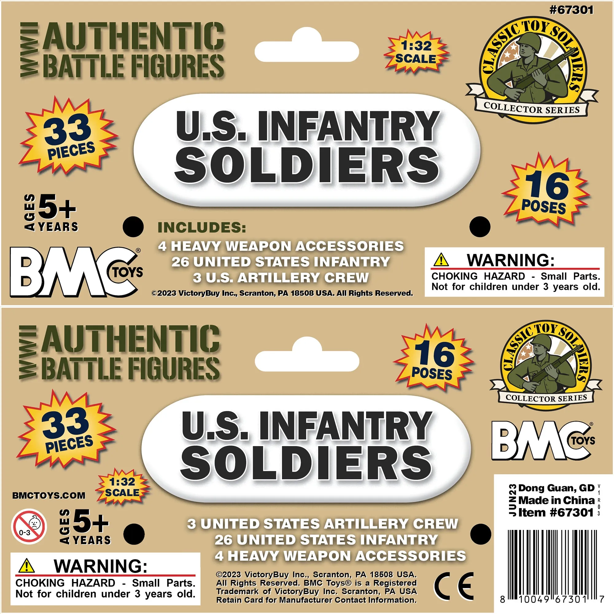 BMC CTS WW2 US Infantry Plastic Army Men - 33pc Tan 1:32 Soldier Figures