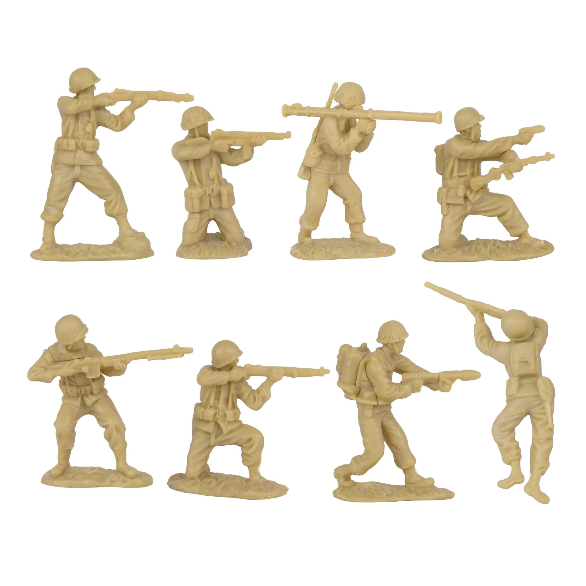 BMC CTS WW2 US Infantry Plastic Army Men - 33pc Tan 1:32 Soldier Figures