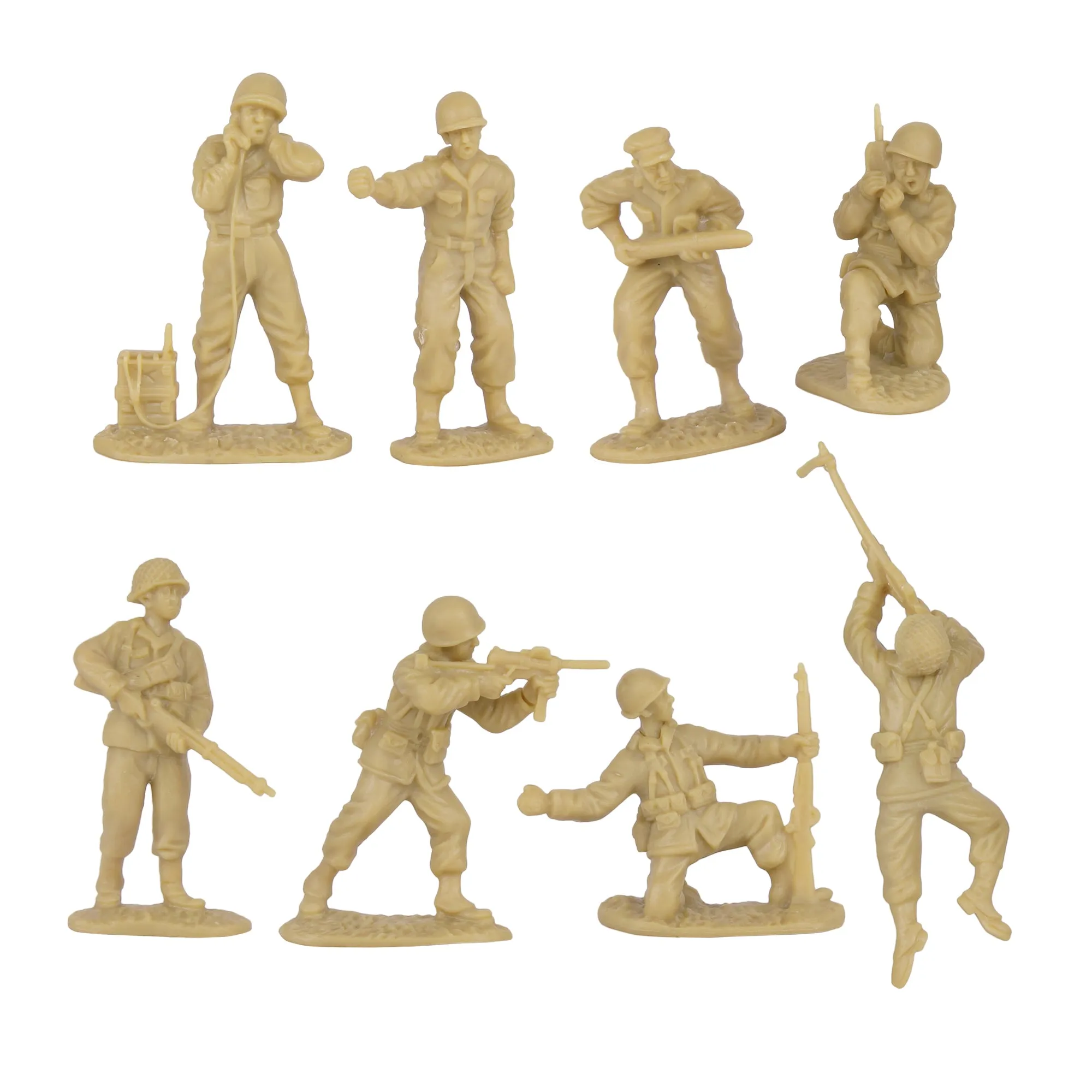 BMC CTS WW2 US Infantry Plastic Army Men - 33pc Tan 1:32 Soldier Figures