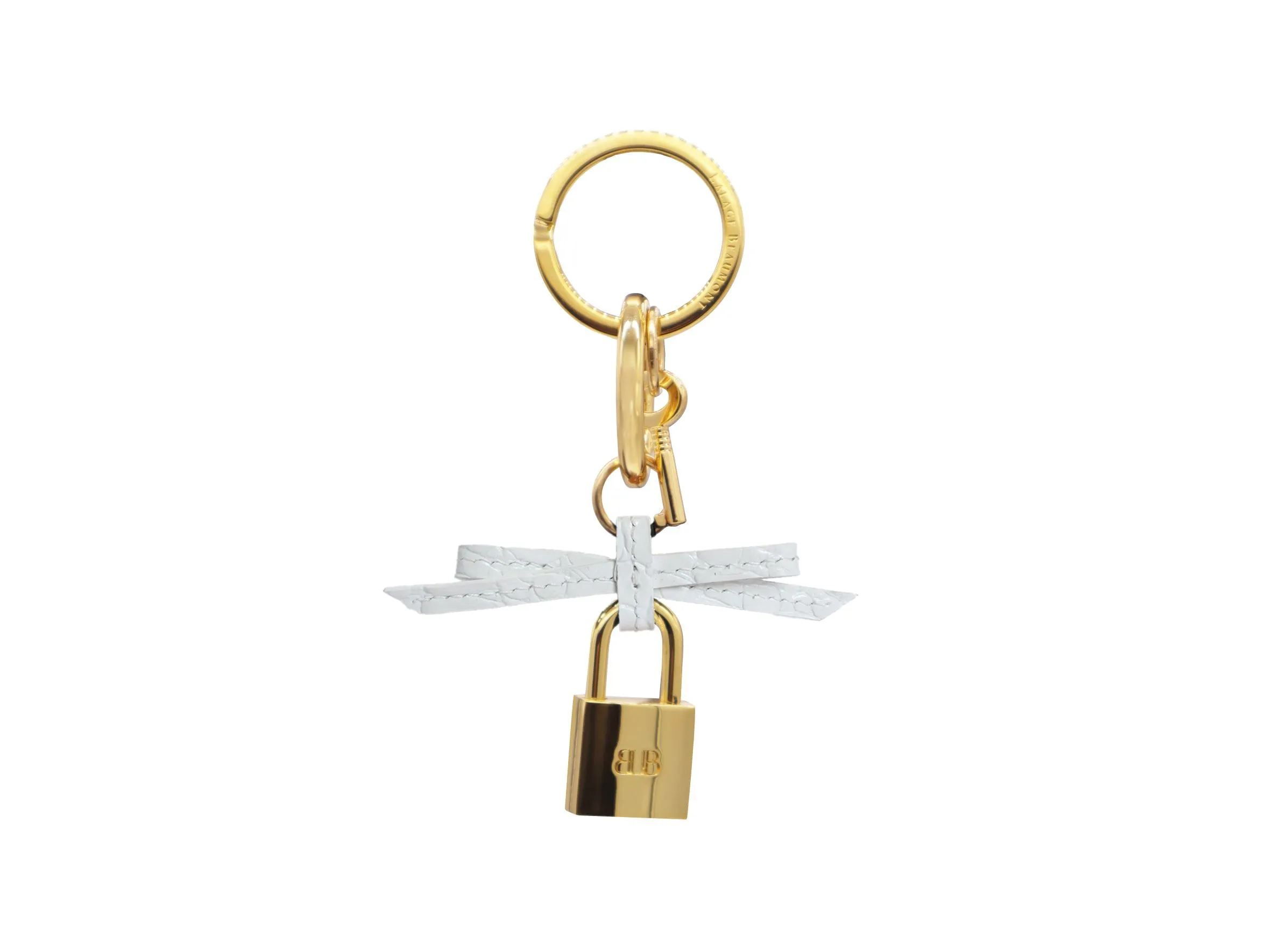 Bow and Padlock Keyring/Bag Charm - Orinoco - White