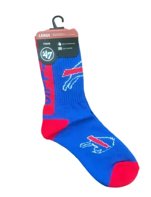 Buffalo Pro Football Socks Adult Team Logo and Colors Large Crew Sport Socks Footwear for Men and Women Game Day Apparel