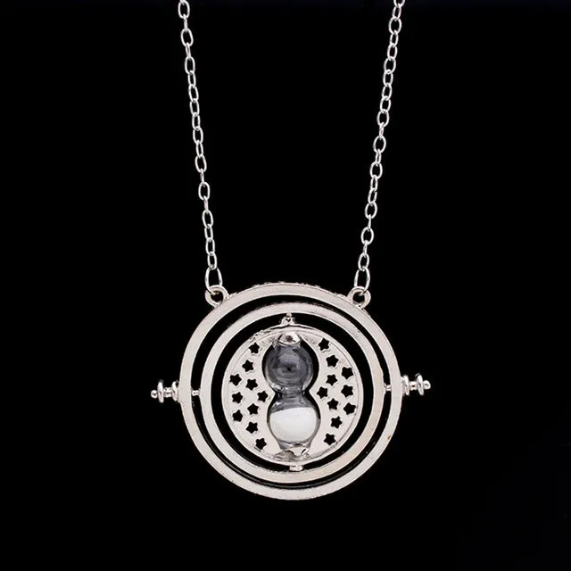 Caxybb 2017 New Hot 1 pc Time Turner Necklace for girl Hermione Granger Rotating Spins Gold Hourglass necklace free shipping