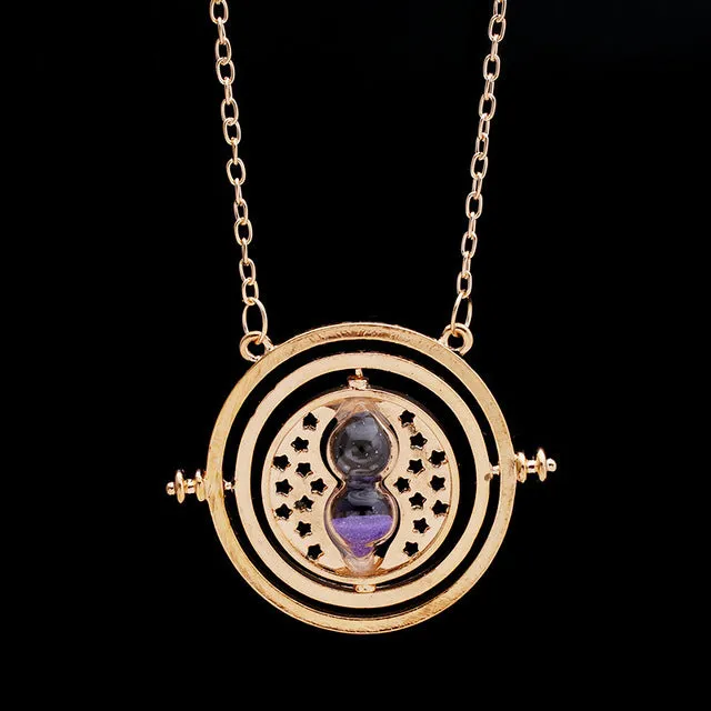 Caxybb 2017 New Hot 1 pc Time Turner Necklace for girl Hermione Granger Rotating Spins Gold Hourglass necklace free shipping