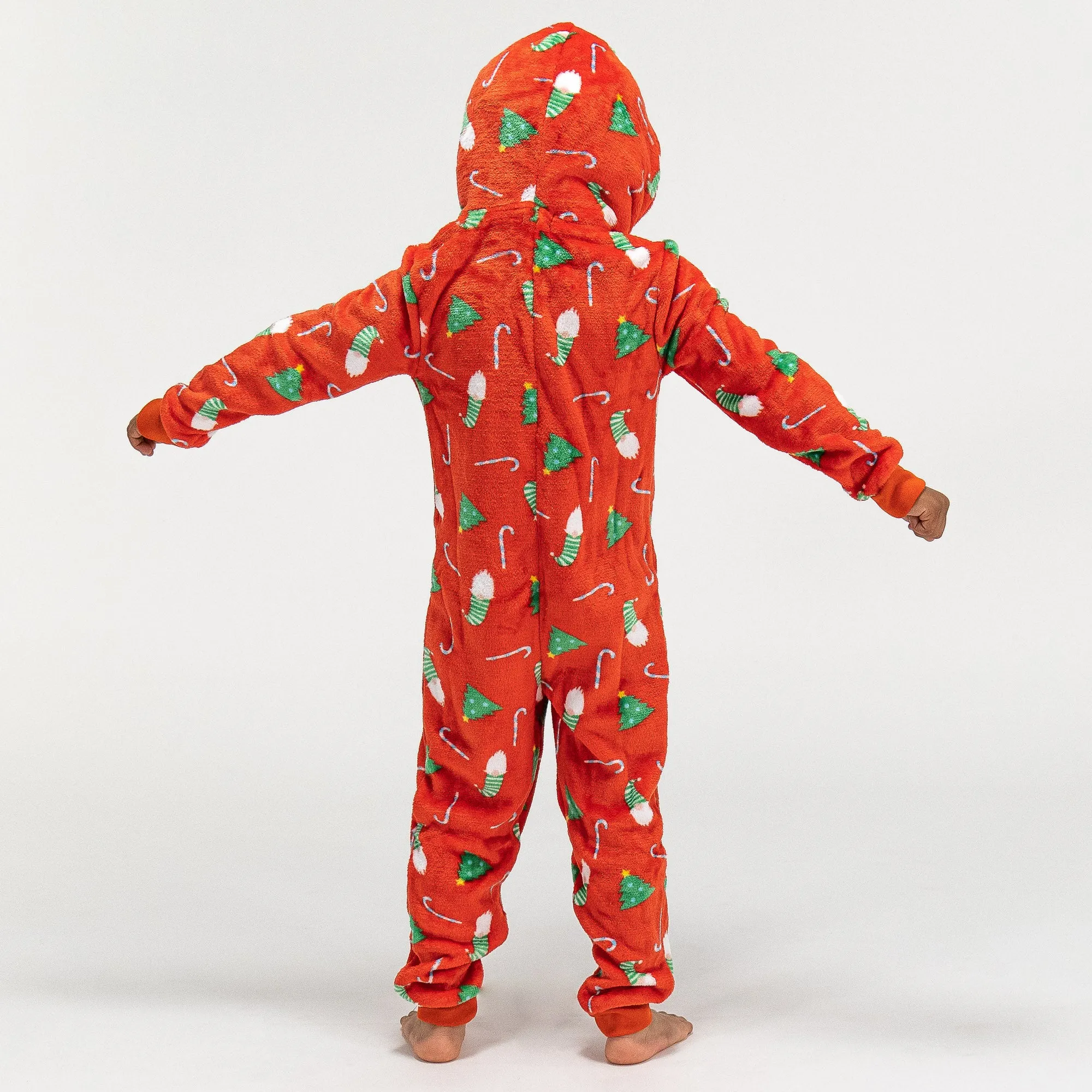 Children's Red Fleece Christmas Print Onesie