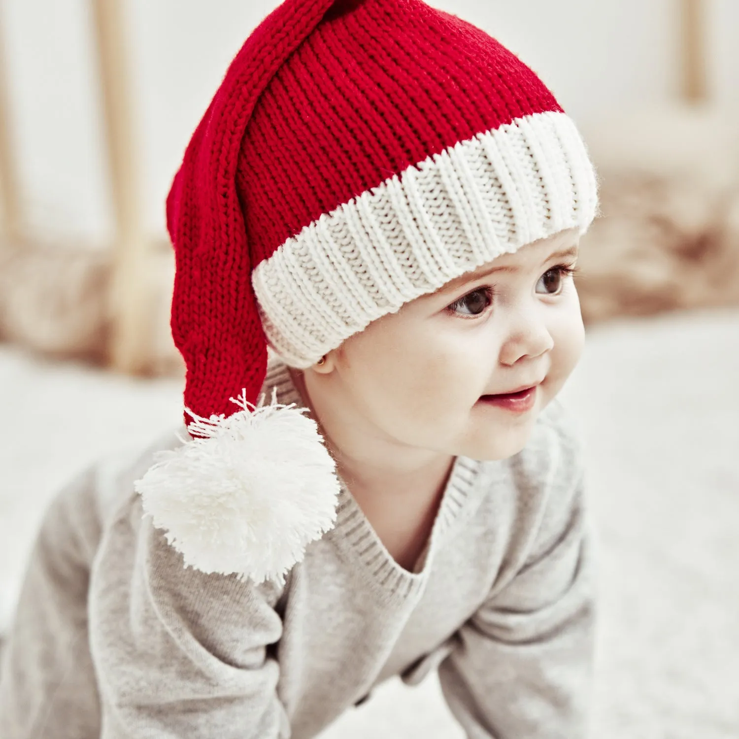 Christmas Pom Pom Knitted Beanies for Mom and Mini Me