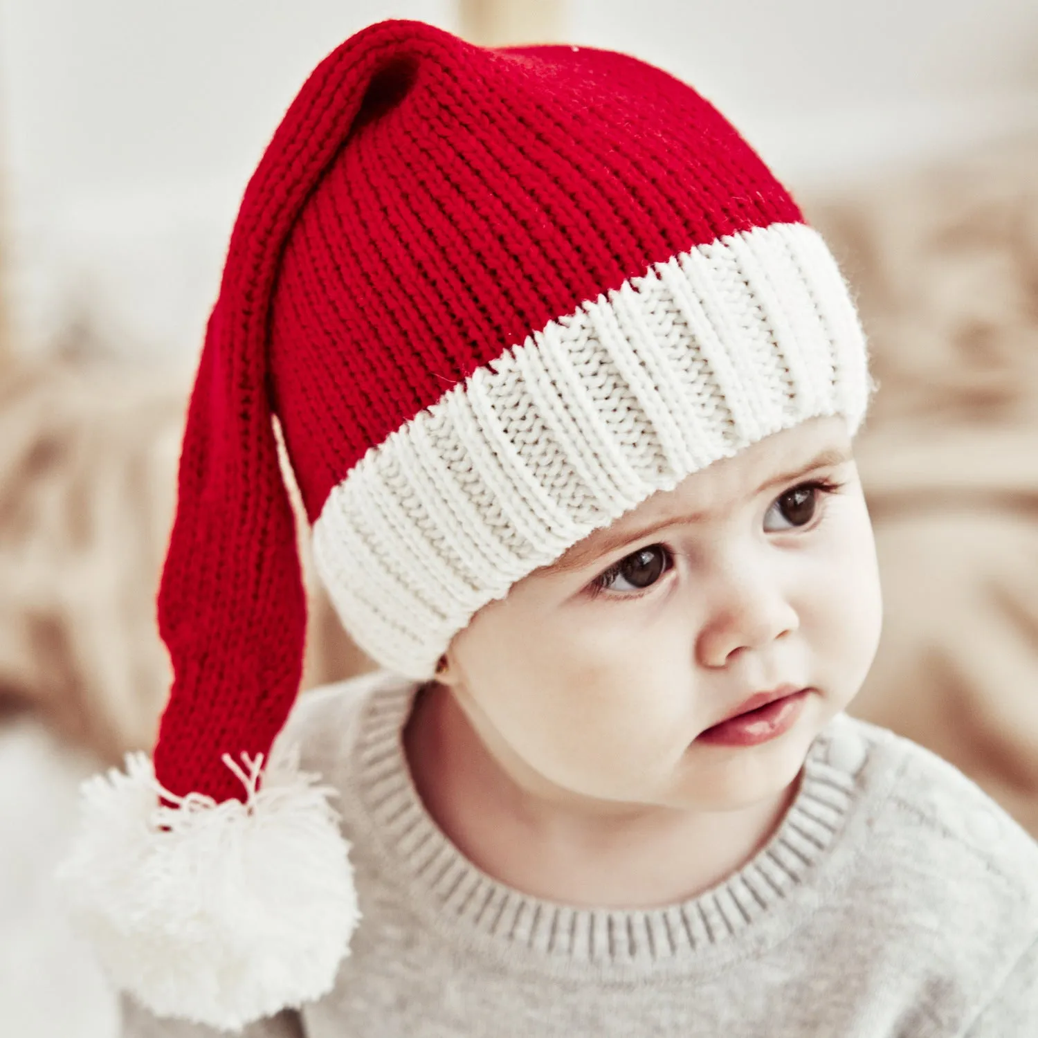 Christmas Pom Pom Knitted Beanies for Mom and Mini Me