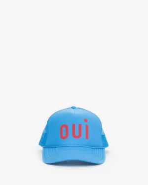 Clare V. - Trucker Hat in Blue with Poppy Oui