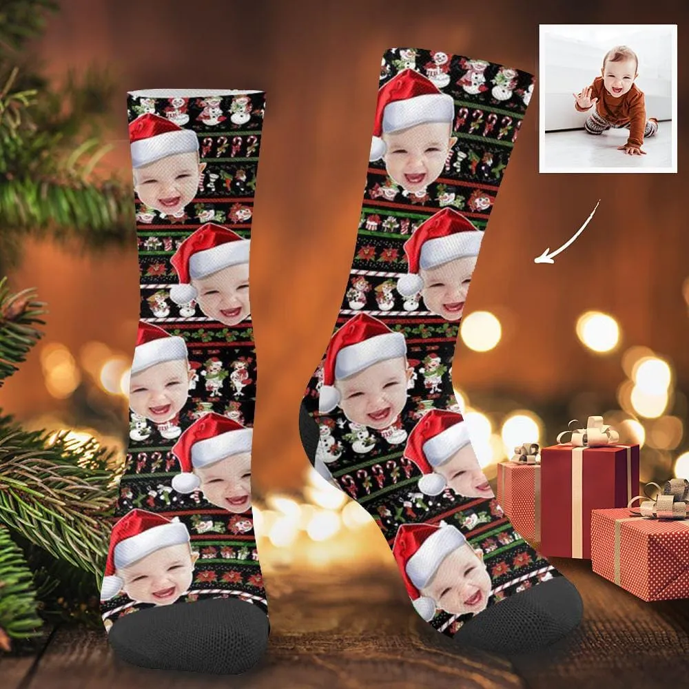 Custom Face Christmas Snowman Candy Socks