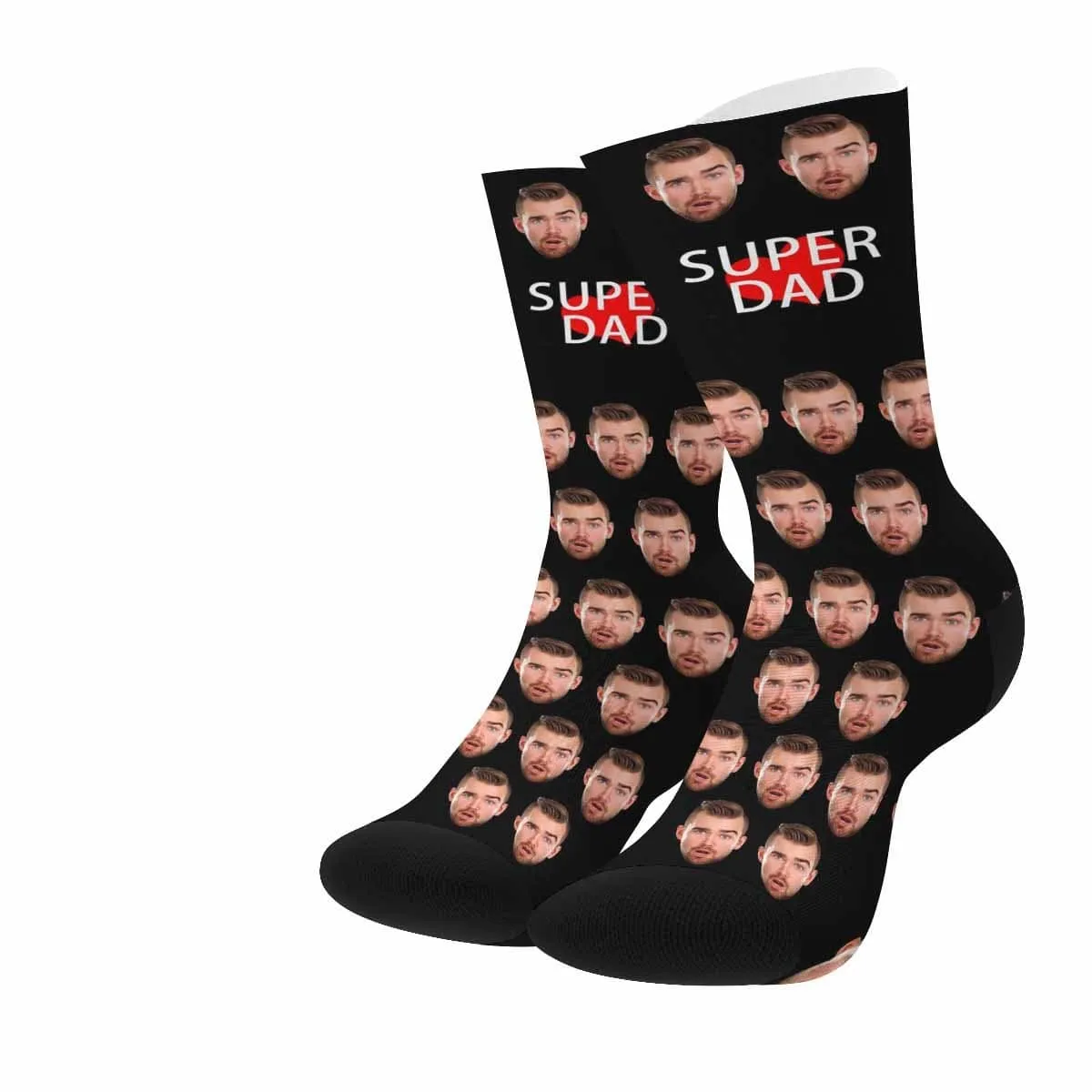 Custom Face Super Dad Black Socks