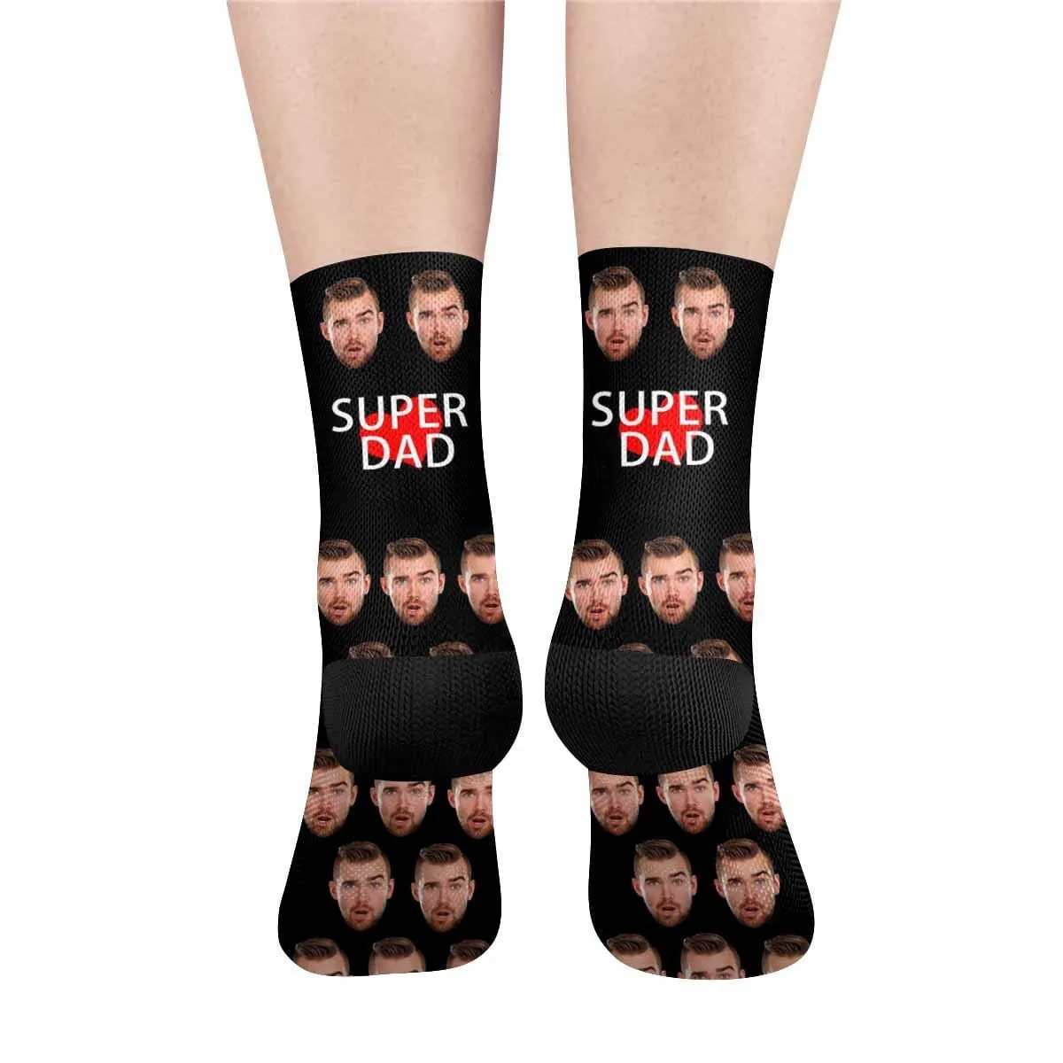 Custom Face Super Dad Black Socks