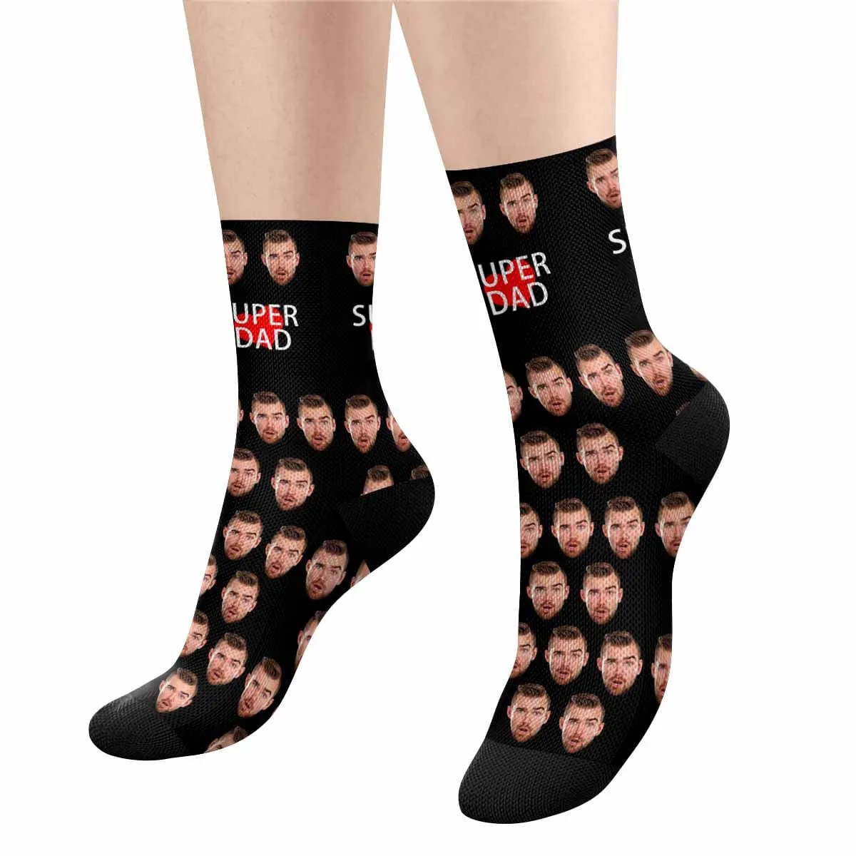 Custom Face Super Dad Black Socks