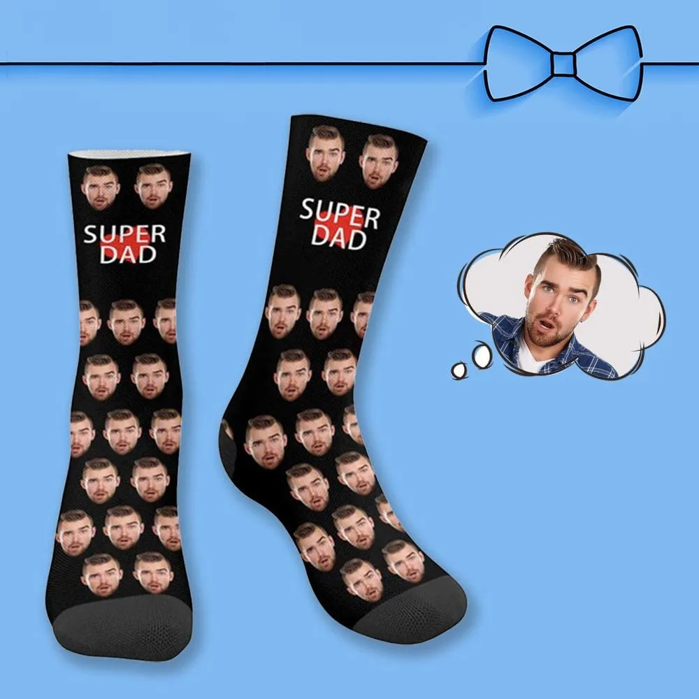 Custom Face Super Dad Black Socks