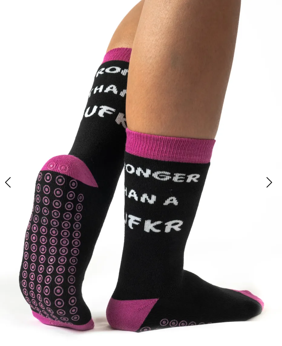 Dr Socko Stronger Than A MF Non Slip Crew Socks -Medium