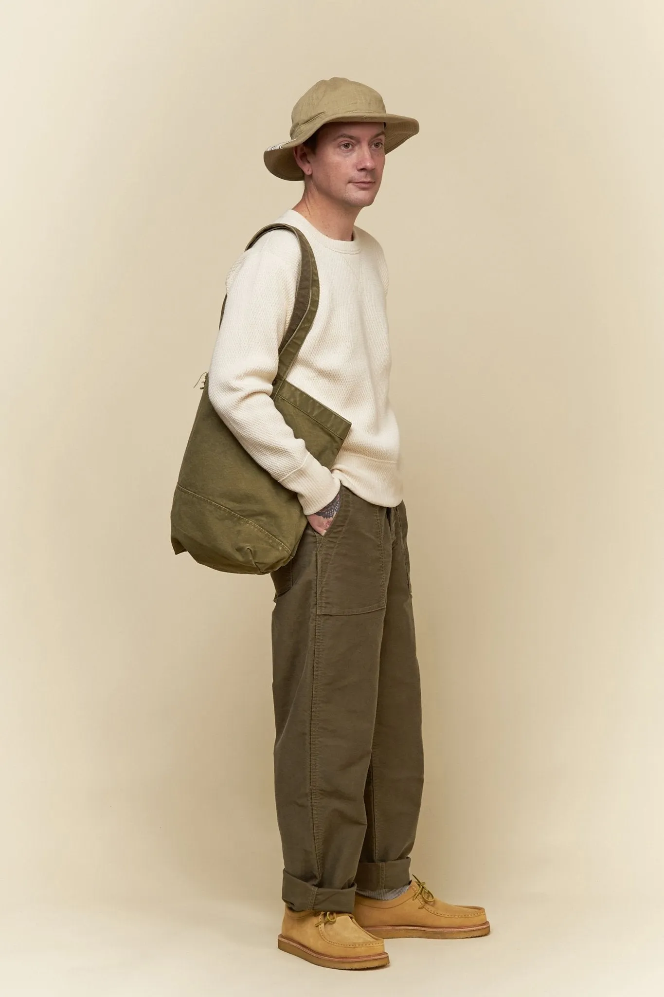 Fullcount Paraffin Canvas Coal Bag - Olive