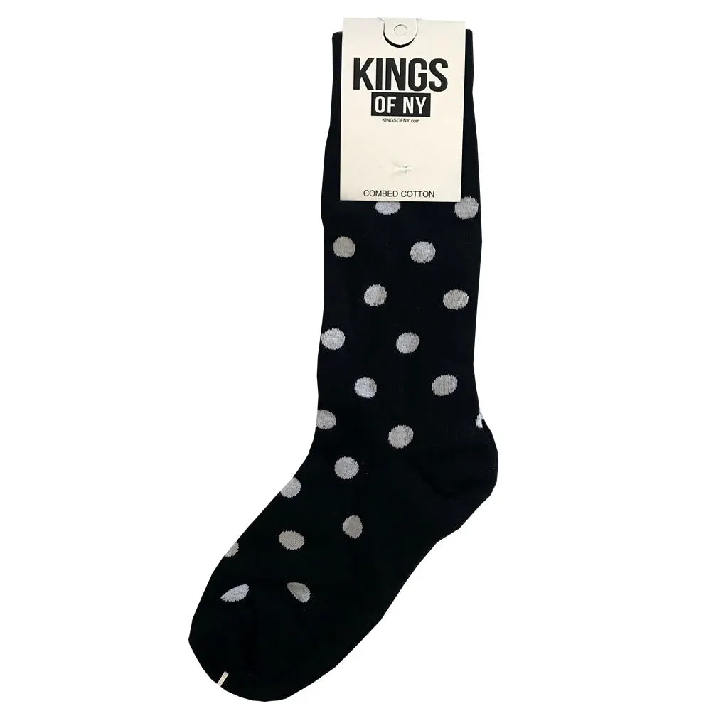 Grey Polka Dot Black Cotton Socks