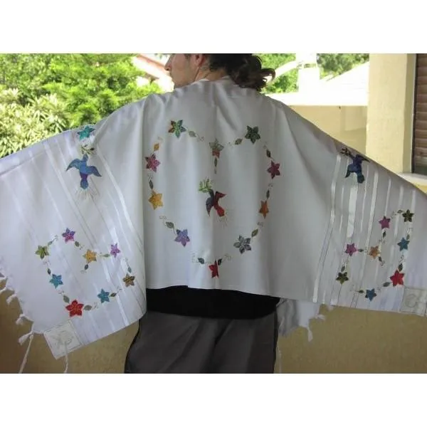 Hearts & Peace Dove Hand Painted Shawl Set