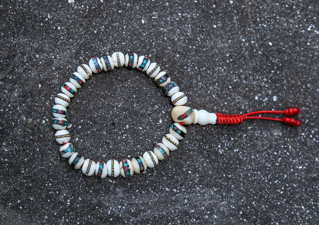 Inlay White Bone Wrist Mala