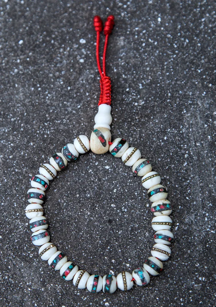 Inlay White Bone Wrist Mala