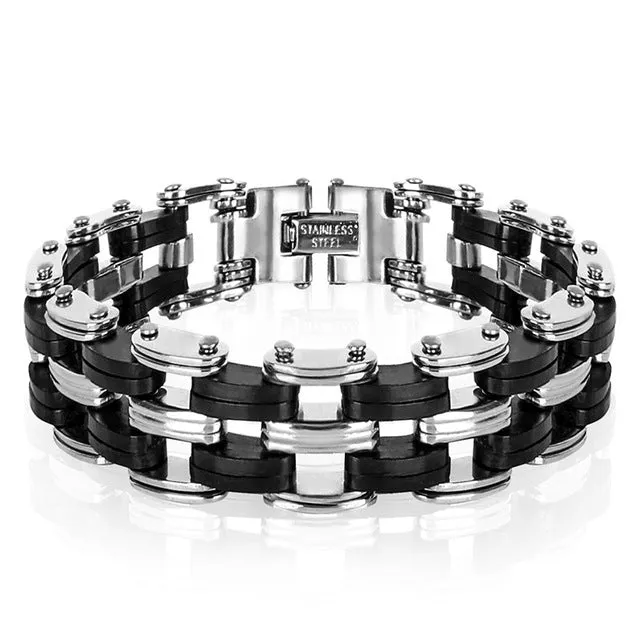 Jiayiqi Men Bracelet High Quality Stainless Steel Silicone Bracelets Bangles Punk Jewelry Accessories For Male Best Friends 2017