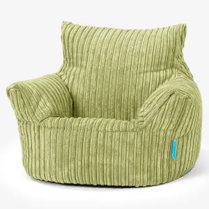 Kids Armchair Bean Bag for Toddlers 1-3 yr - Cord Lime Green