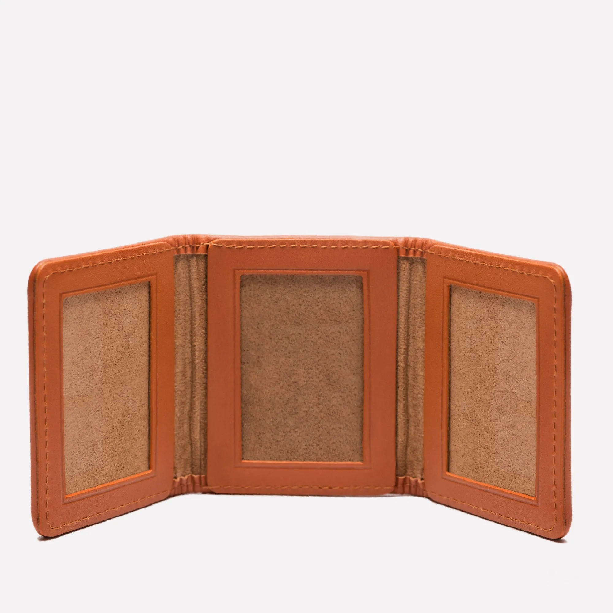 LIFESTYLE SMALL LEATHER BOUND TRIPLE PHOTO FRAME - TAN