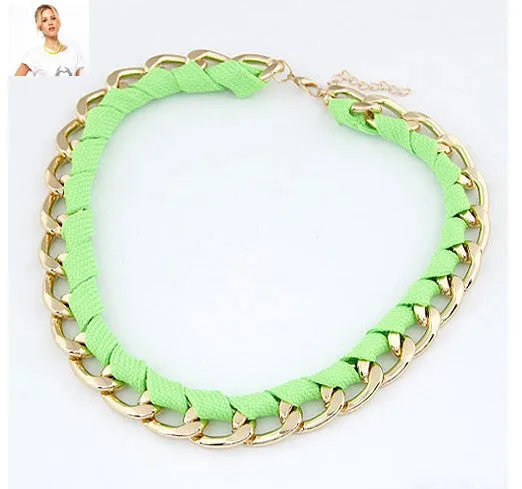 Match-Right 2015 New Arrival Fashion Jewelry Trendy Women Necklaces & Pendants Weave Link Chain Short Chokers Necklace