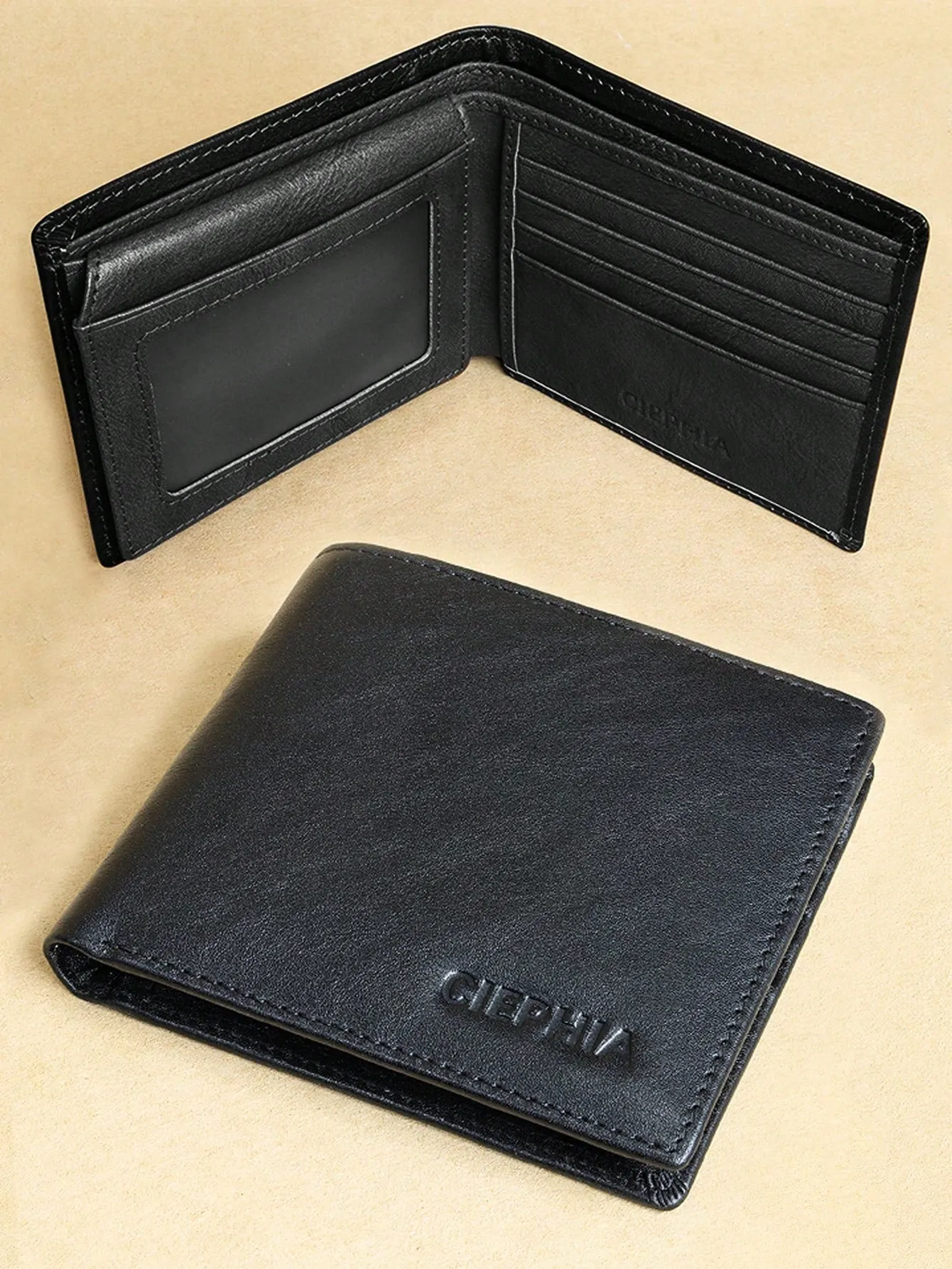 Men's Genuine Leather RFID Blocking Wallet Vintage Bifold Short Multifunction ID Credit Card Holder With 2 ID Wallets Gifts For Him