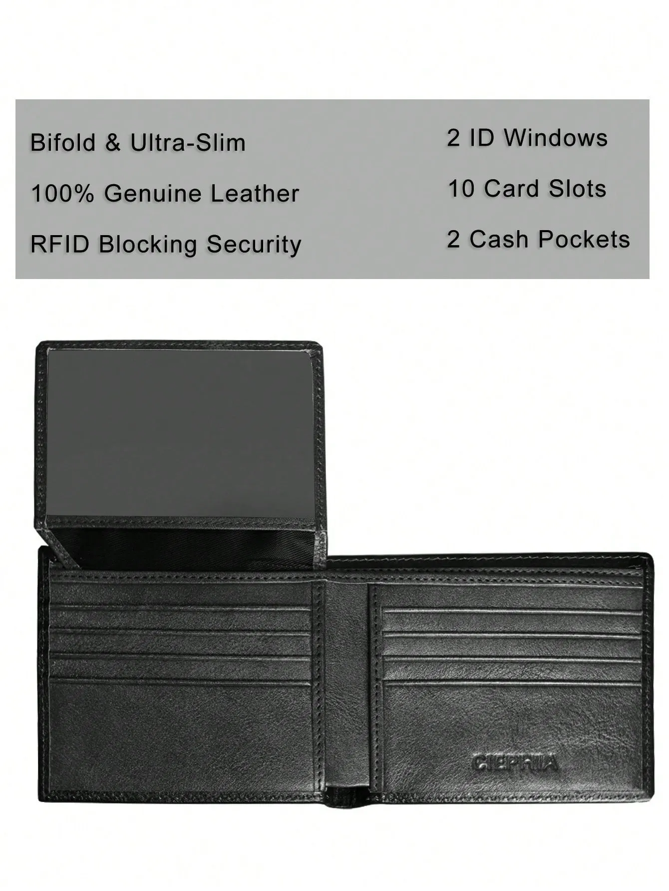 Men's Genuine Leather RFID Blocking Wallet Vintage Bifold Short Multifunction ID Credit Card Holder With 2 ID Wallets Gifts For Him