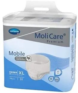 MoliCare Premium Mobile 6D Incontinence Underwear for Adults - Disposable, Discreet, Unisex, Moderate Absorbency - Size XL, Fits 51 in to 67 in Waist/Hips, 56 Count