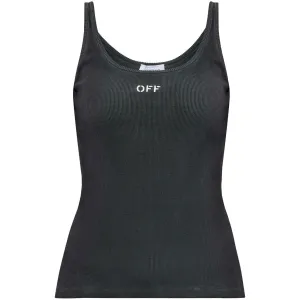 Off-White women ribbed cotton Top Grey