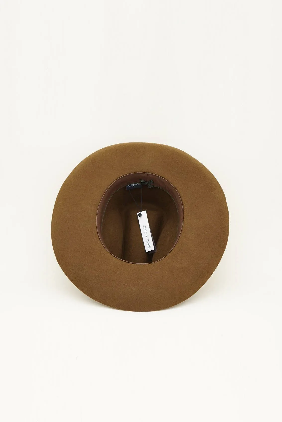 Olive & Pique - Western Cowboy Hat, 100% Wool Felt, Feather Trim, Cognac Hat