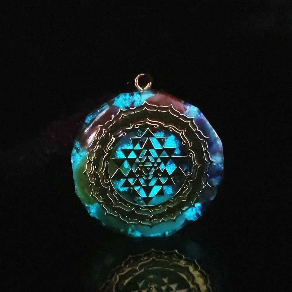 Orgonite Pendant Sri Yantra Necklace Sacred Geometry Chakra Energy Necklace Meditation Jewelry