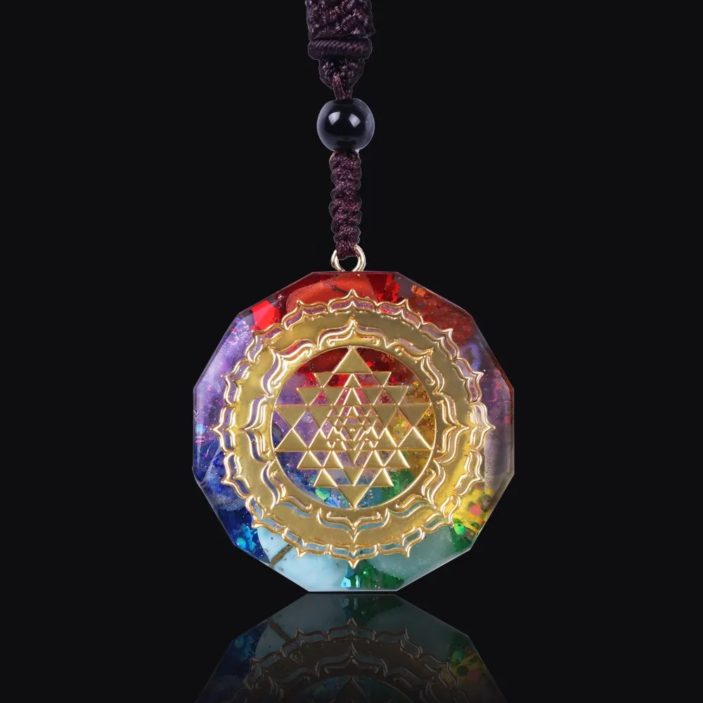 Orgonite Pendant Sri Yantra Necklace Sacred Geometry Chakra Energy Necklace Meditation Jewelry