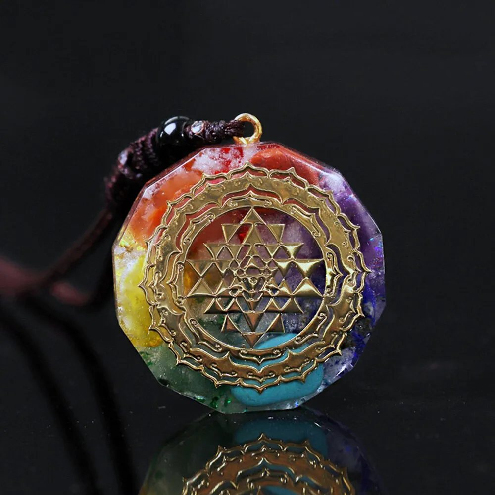 Orgonite Pendant Sri Yantra Necklace Sacred Geometry Chakra Energy Necklace Meditation Jewelry