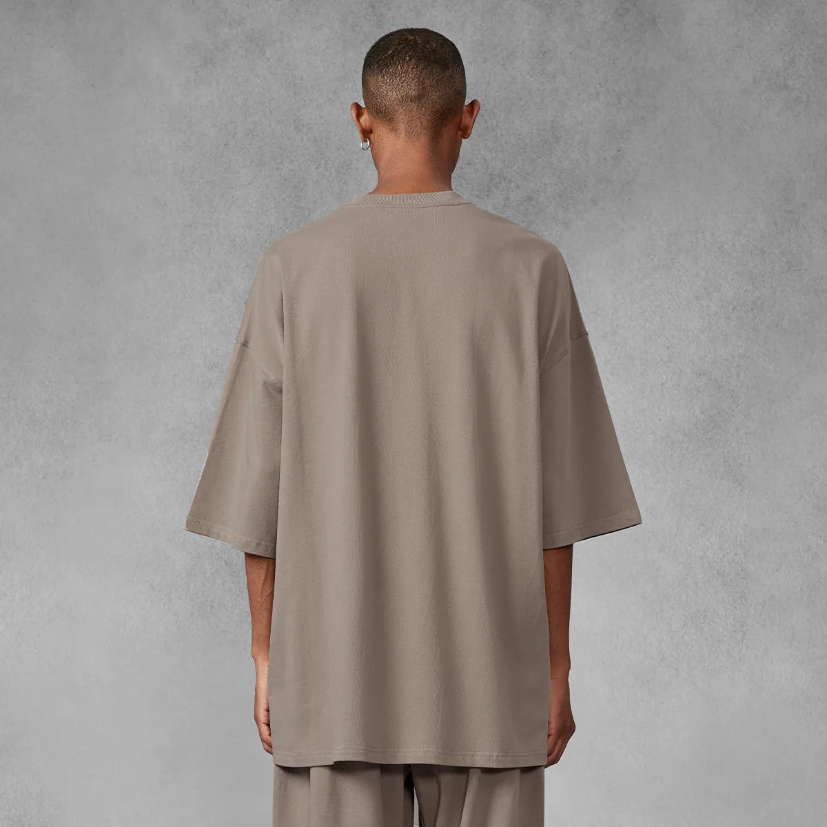 Oversized Heavyweight Extended Crew Khaki Tee