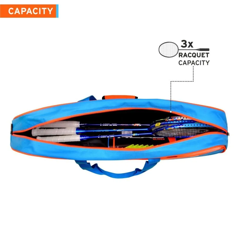 Polyester Inferno 50 Economical Badminton Kit Bag (Compartment: Single | Capacity: 3 Racquets | Colour: Blue | Orange)