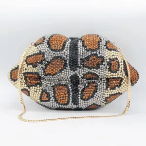 Pre Order:  Leopard Print Mouth Diamond Purse