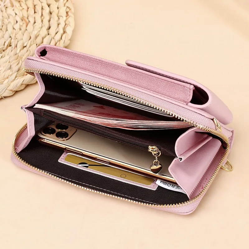 PU Leather Ladies Wallet Crossbody Bag