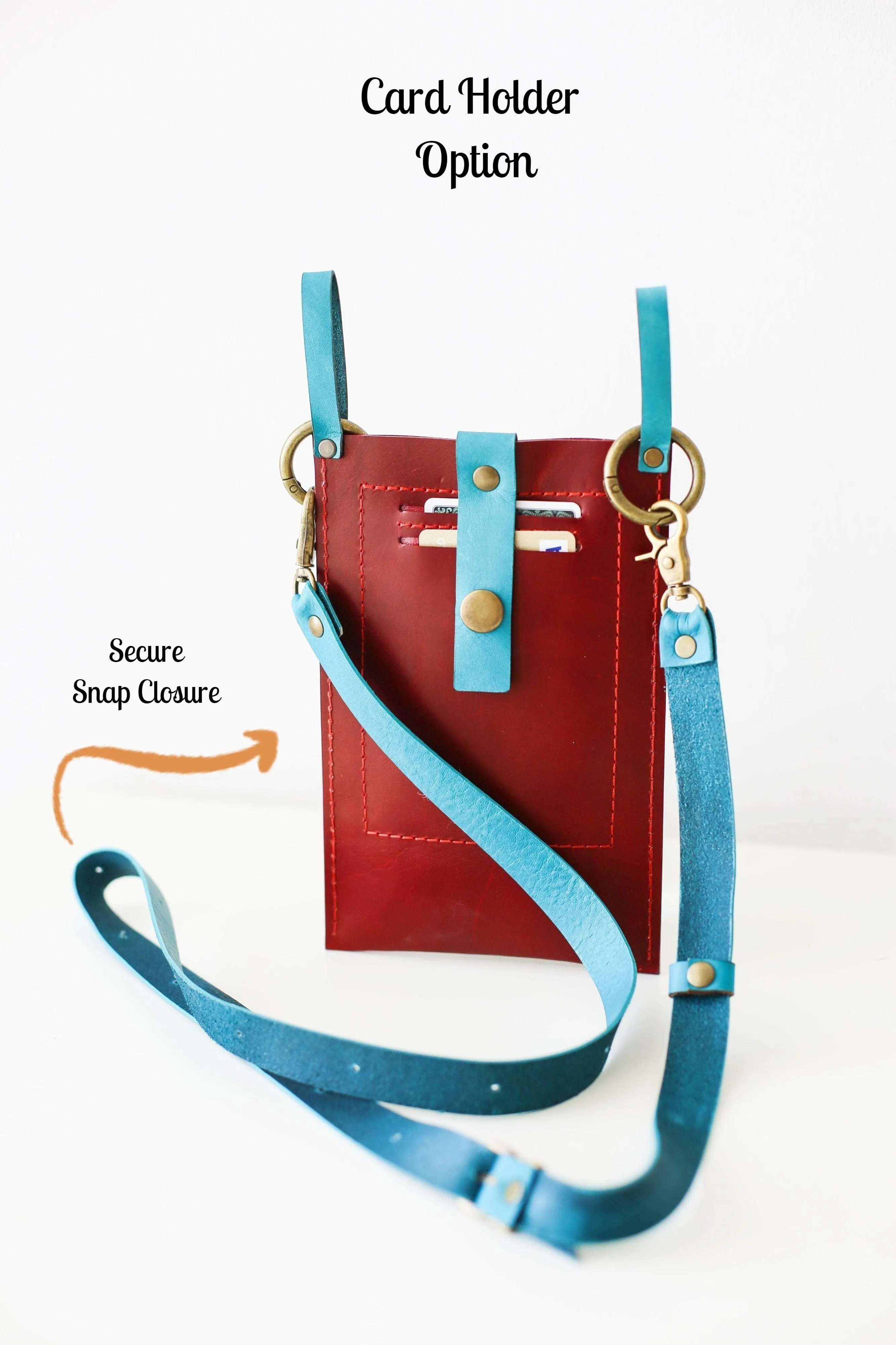 Red w/Blue Leather Phone Bag